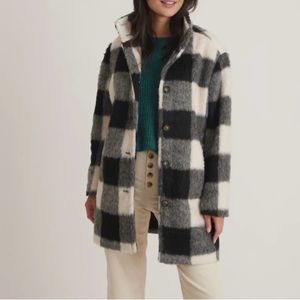 Marine Layer Stephanie Cocoon Coat in Black/White Buffalo NWOT Size: xs